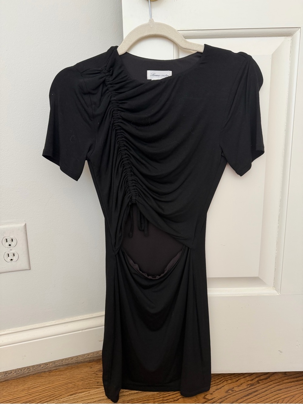 Lovers + Friends Black Ruched Cutout Mini Dress